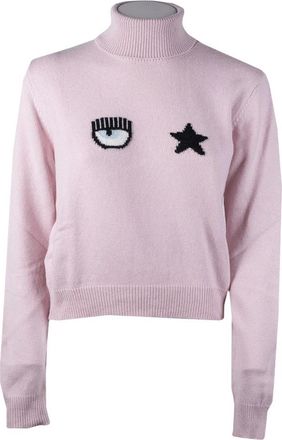 Chiara Ferragni Eye Star Sweater - Dames - Coltruien - Paars - M - Wol - Truien & Vesten
