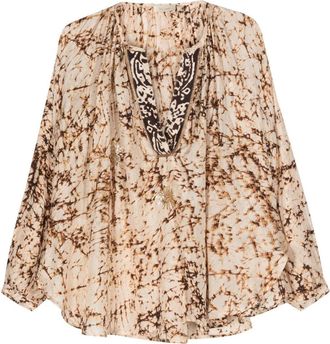 Mes Demoiselles... abstract-print silk blouse - women - Viscose/Silk - 0 - Neutrals
