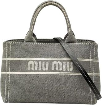 Miu Miu Pre-owned Denim Satchel - Dames - Vintage Shopper - Grijs - ONE Size - Denim - Vintage