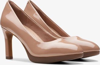 Clarks Ambyr 2 Braley Pump Women Warm Beige Patent Stiletto High-Heel GAL546