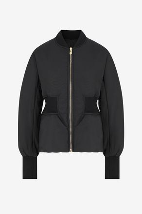 Alaia Kurze Bomberjacke mit Puff&auml;rmeln aus Wollmischung Peplum Bomber