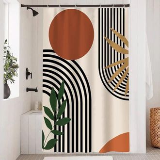 OEM Cortina De Ducha Abstracta, L&iacute;neas Minimalistas Modernas Negras, Tejido De Poli&eacute;ster Impermeable Y Antimoho, Lavable, 120x180cm -crezuo