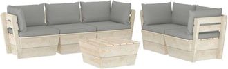 vidaXL 6 Pcs Pallet Lounge Set + Black Wood Pads