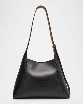 Jimmy Choo London Medium Diamond Black Leather Hobo Bag