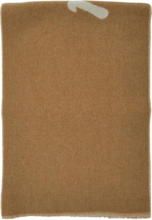 Maison Kitsuné Beige Bicolor Scarf With Logo Lettering In Wool Blend Man
