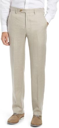 Berle Mens Flat Front Linen Dress Pants in Tan at Nordstrom, Size 32
