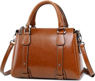 Generic Genuine Leather Satchel Handbag for Women Top Handle Purse Fashion Crossbody Bag Ladies Tote Purses with Zipper (Yellow)