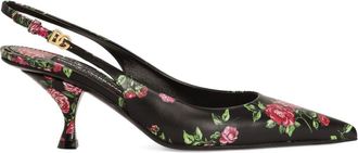 Dolce & Gabbana Womens-Lollo 60 Floral Leather Slingback Pumps
