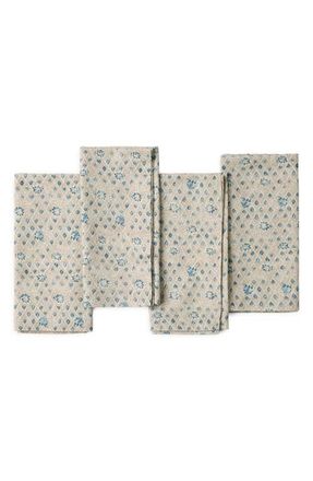 Coyuchi Coral Bell Print Napkins in Cerulean at Nordstrom