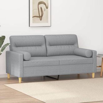vidaXL Divano a 2 Posti con Cuscini Grigio Chiaro 140 cm in Tessuto - Vidaxl