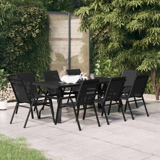 vidaXL Juego De Comedor De Jard&iacute;n 9 Piezas Negro Vidaxl