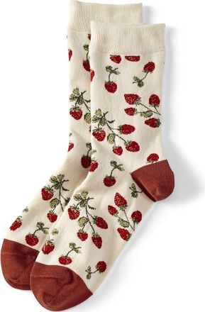 Lands End 1-Pack Novelty Crew Socks in Red Strawberry/ivory at Nordstrom