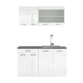 Vicco Cocina Vers&aacute;til R-line, Blanco Alto Brillo/blanco, 140 Cm, Et Antracita