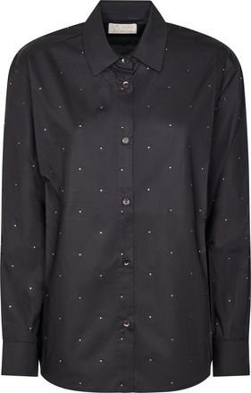MC2 Saint Barth Classic Black Button-Down Shirt with Strass Embellishments