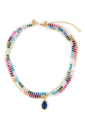 Panacea Beaded Layered Necklace in Gold Multi at Nordstrom