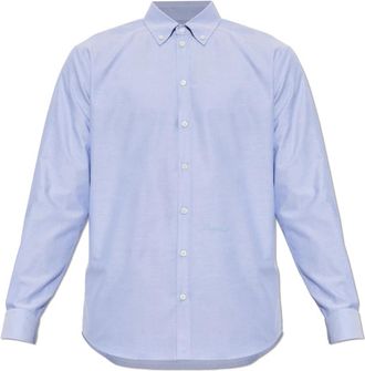Dsquared2 Shirt met geborduurd logo - Heren - Zakelijke Overhemden - Blauw - 2XL - Katoen - Overhemden