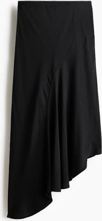 H&M Asymmetric Satin Skirt in Black at Nordstrom, Size X-Large