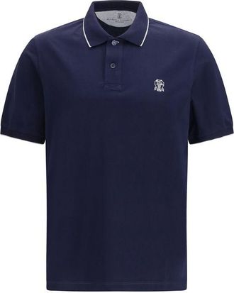 Brunello Cucinelli Blue Cotton Polo Mens Shirt