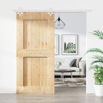 vidaXL Furniture Limited - Puerta Corredera Con Herrajes Madera Maciza