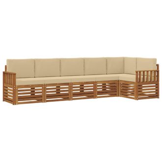 vidaXL Conjunto De Sof&aacute; Seccional Con Coj&iacute;n 6 Pcs Natural Y Beige Vidaxl