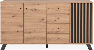 Finori Buffet 3 puertas y 4 cajones decoración roble artesanal L160 cm - LUBLIN