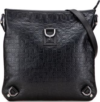 Gucci Pre-owned Womens Embossed Leather Crossbody Bag - Black - One Size
