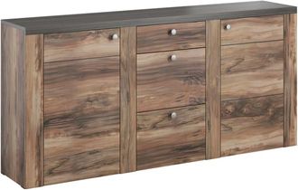 Petits Meubles Buf&eacute; 2 puertas 3 cajones paneles de aglomerado madera oscura