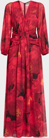 La Petite Robe Di Chiara Boni Draped Floral-Print Gown