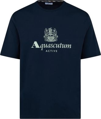 Aquascutum Active Big Logo Tee - Heren - T-shirts - Blauw - S - Katoen - Tops