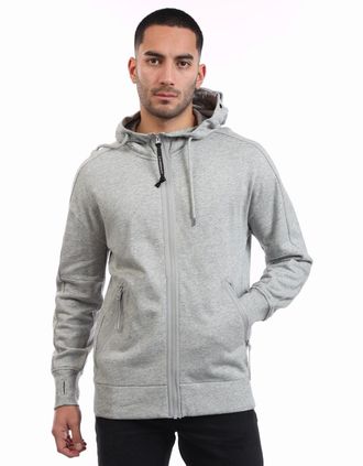 C.P. Company Mens Diagonal Raised Fleece Goggle Hoodie - Grey - Size: 34