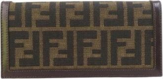 Fendi Pre-owned Canvas Portemonnee - Dames - Vintage Accessoires - Bruin - ONE Size - Vintage
