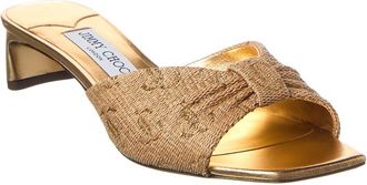 Jimmy Choo London Annika 35 Raffia & Leather Sandal