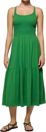 Nation Ltd La Penelope Smocked Midi Dress In Green Lawn