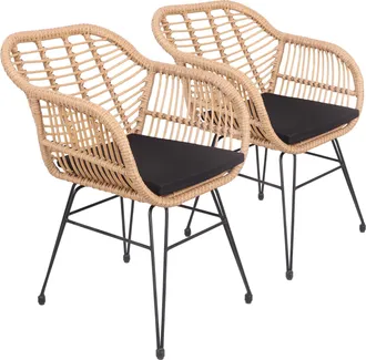 Happy Garden Happy Garden - Lote De 2 Sillones De Rat&aacute;n Sint&eacute;tico Con Cojines Cinta