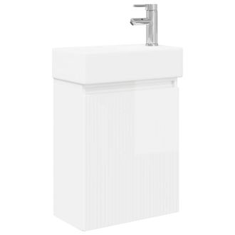 vidaXL M&oacute;dulo De Ba&ntilde;o Con Grifer&iacute;a Blanco Brillante Vidaxl