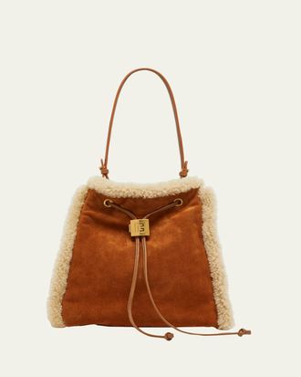 Balmain Pulse Shearling-Trim Suede Backpack