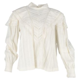 Isabel Marant Reign Long Sleeve Blouse in White Cotton
