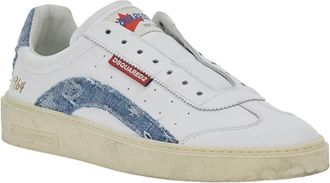 Dsquared2 Mens Low Top Sneaker White Leather With Denim Calf Trainers