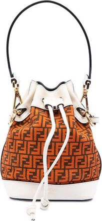 Fendi Pre-owned Fendi Mini Zucca Suede Mon Tresor Bucket Bag 8BS010 AFIS 218-0059