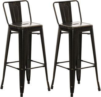 Clp Juego De 2 Taburetes De Bar Mason Negro-dorado