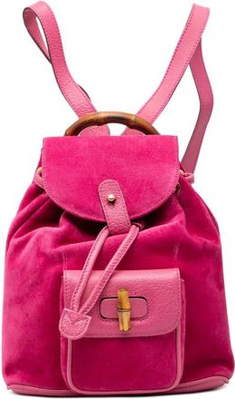 Gucci Pre-owned Gucci Suede Bamboo Backpack LPLHMPEU10U33M0O