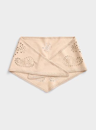 Simons Womens Ivory faux-suede openwork triangular scarf