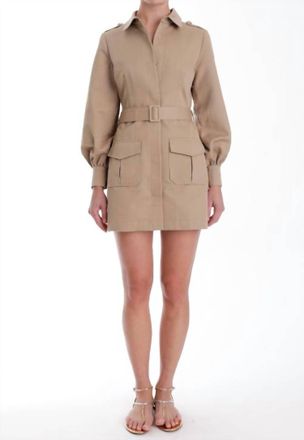 Karina Grimaldi Tiffany Mini Dress In Khaki
