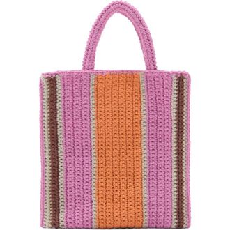 Mango Stripe Crochet Shopper in Pink at Nordstrom
