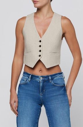 L'agence Jianna Short Tweed Vest in Cappuccino/ivory Tweed at Nordstrom, Size X-Large