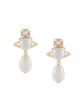 Vivienne Westwood Inass pearl earrings - women - Brass - One Size - Gold