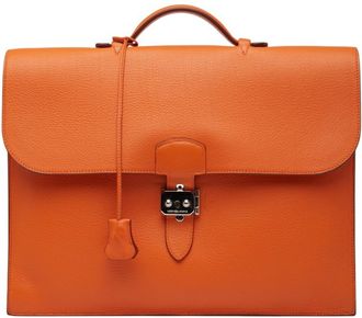 Hermès Orange Taurillon Clemence Leather Briefcase (Pre-Owned)