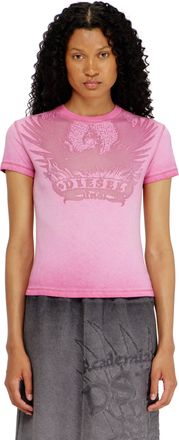 Diesel Slim T-shirt with d&eacute;vor&eacute; Phoenix - T-Shirts - Woman - Pink
