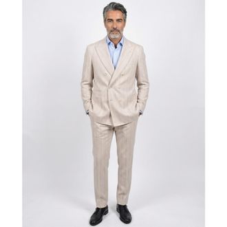 Brunello Cucinelli Sand Wool Double-Breasted Suit, Brand Size 44 (US Size 34)