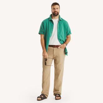 Nautica Big & Tall Linen Straight Stretch Pant
